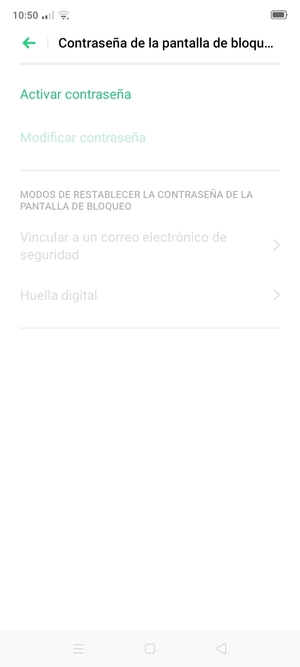 Seleccione Activar contraseña