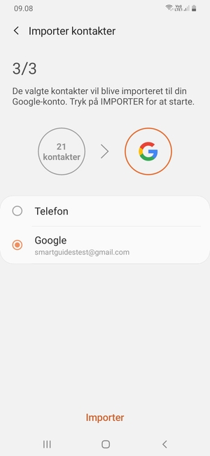 Vælg Importer