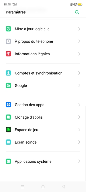 Faites défiler et sélectionnez Mise á jour logicielle