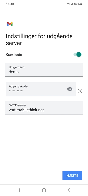 Indtast udgående serveradresse