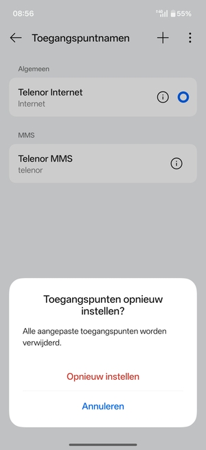 Selecteer Opnieuw instellen