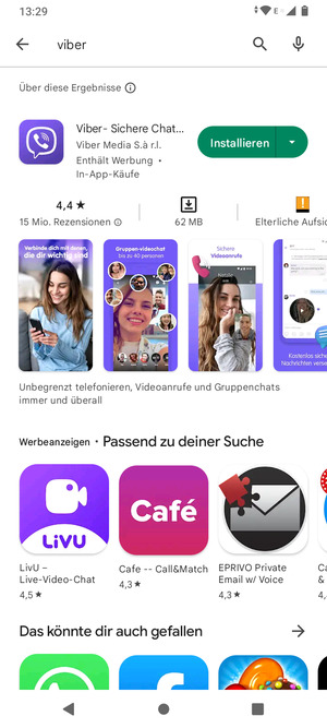 Wählen Sie die App