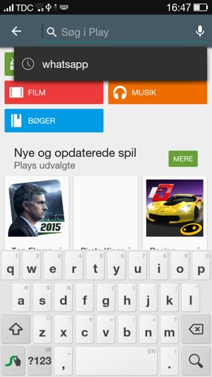 Indtast navnet på appen og vælg Søg