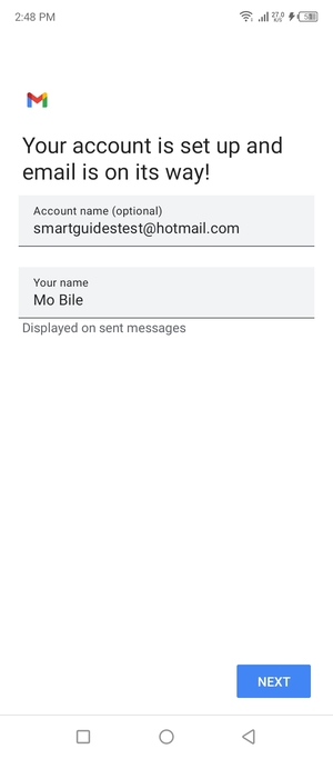Give your account a name and enter your name. Select NEXT