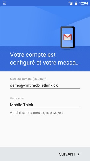 Donnez un nom à votre compte et saisissez votre nom. Sélectionnez SUIVANT