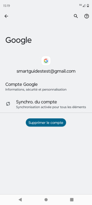 Sélectionnez Synchro. du compte