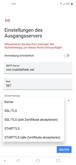 Wählen Sie Keiner und WEITER