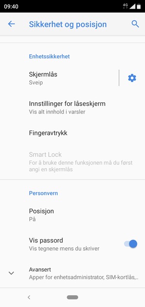 Bla til og velg Avansert