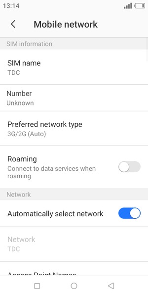 Select Preferred network type