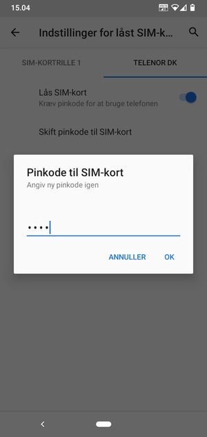 Bekræft din nye pinkode til SIM-kort og vælg OK