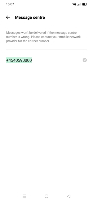 Enter the Message centre number