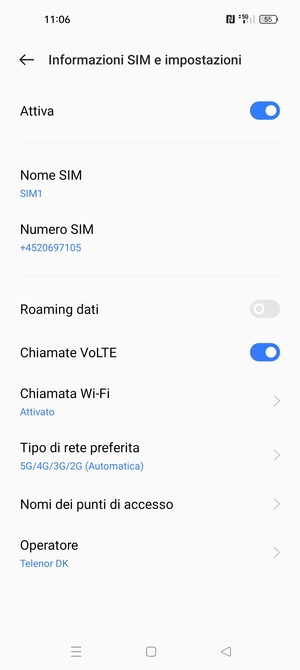 Per modificare la rete, in presenza di problemi, seleziona Operatore