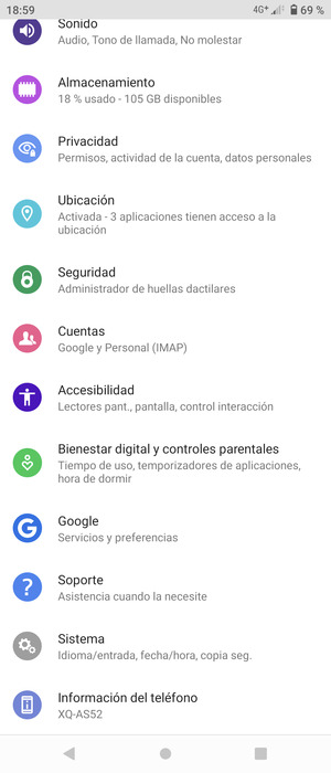 Desplácese y seleccione Cuentas