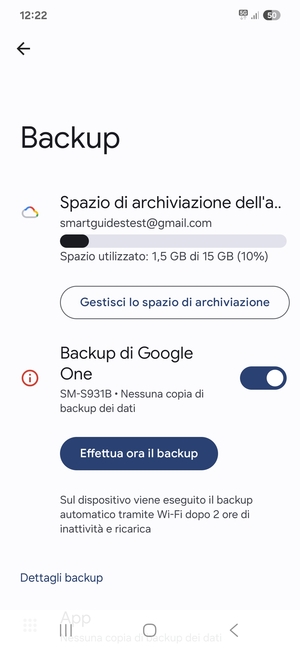 Seleziona Spazio di archivazione dell'account