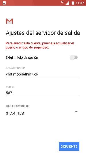 Seleccione Tipo de seguridad