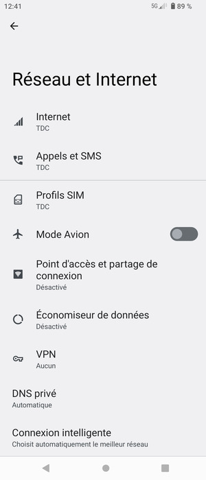 Sélectionnez Point d'accès et partage de connexion