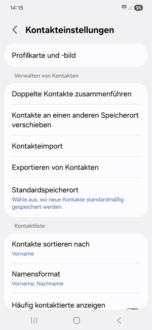 Wählen Sie Kontakteimport