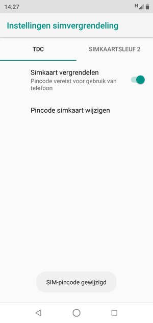 Uw SIM pincode is gewijzigd