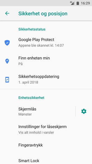 Telefonen din er nå sikret med en skjermlås