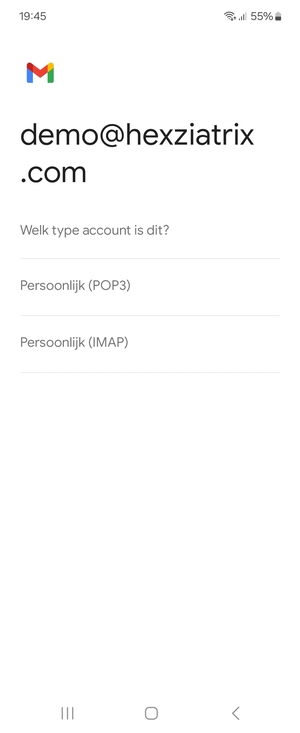 Selecteer Persoonlijk (POP3) of Persoonlijk (IMAP)