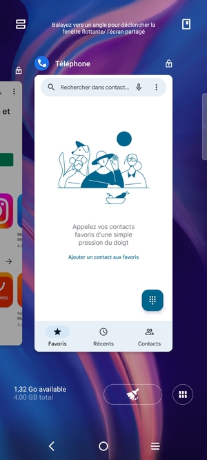 Sélectionnez l'icône Supprimer pour fermer toutes les applis en cours d'exécution