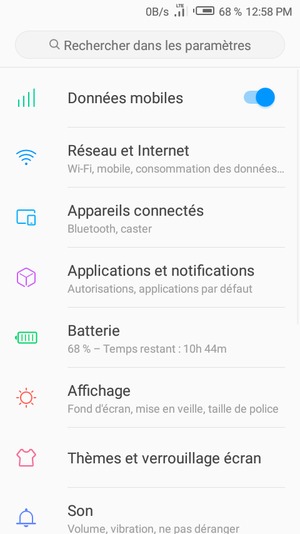 Sélectionnez Réseau et Internet
