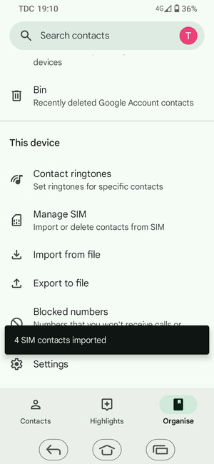 Your contacts will be saved to your Google account and saved to your phone the next time Google is synced.
