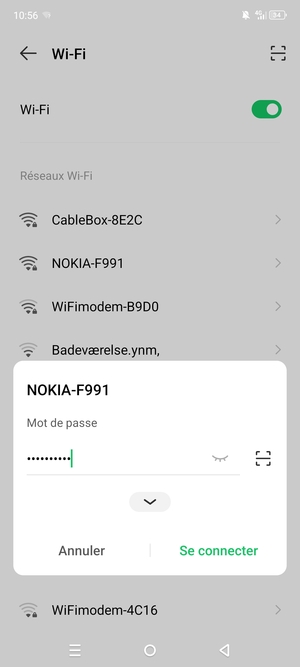Saisissez le mot de passe du Wi-Fi et sélectionnez Se connecter