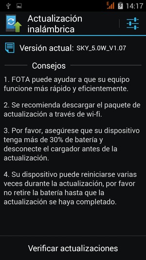 Seleccione Verificar actualizaciones