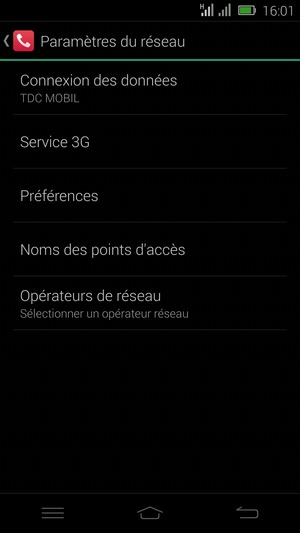 Sélectionnez Opérateurs de réseau