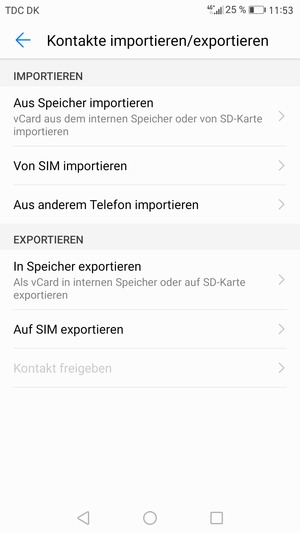 Wählen Sie Von SIM importieren