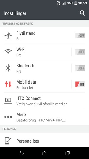 Vælg Mobil data