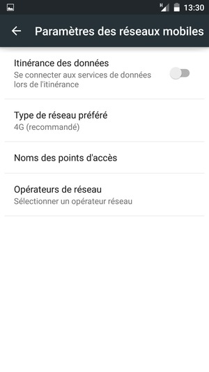 Pour changer de réseau en cas de problèmes de réseau, sélectionnez Opérateurs de réseau
