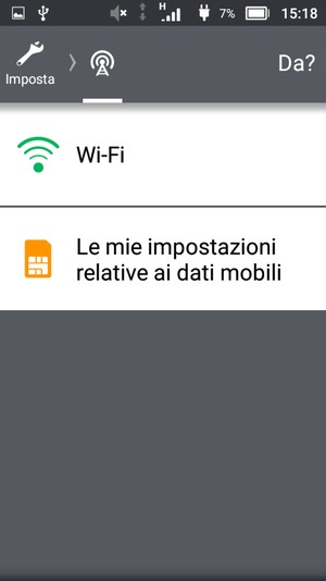 Seleziona Wi-Fi