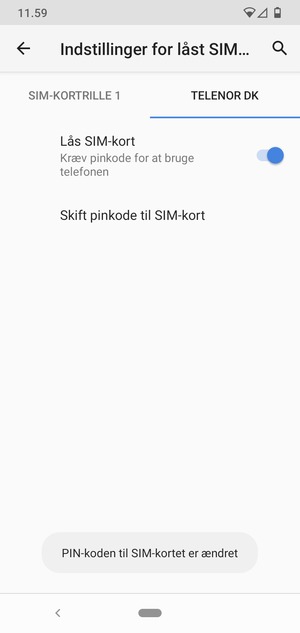 Din pinkode er nu ændret