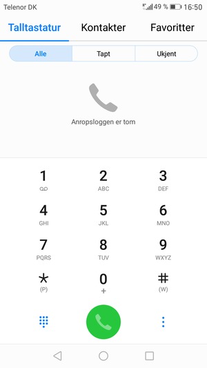 Trykk og hold inne nummer 1