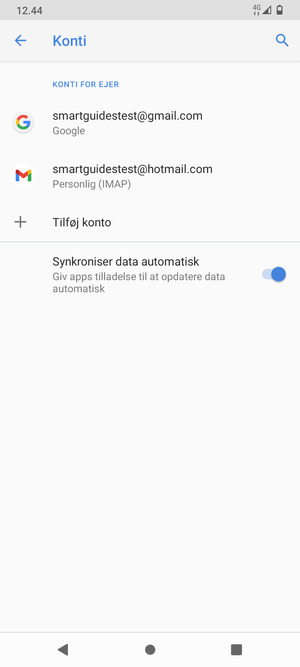 Vælg din Google konto