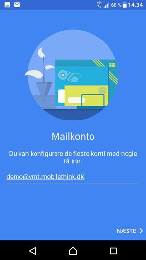 Indtast din e-mailadresse og vælg NÆSTE
