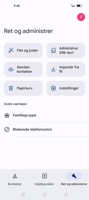 Vælg Administrer SIM-kort