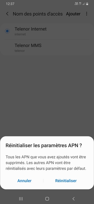 Sélectionnez Réinitialiser