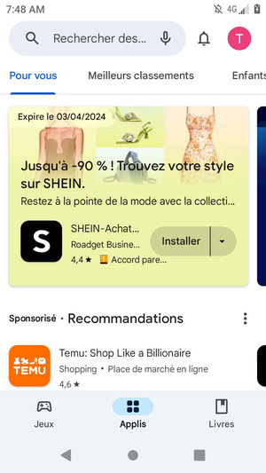 Sélectionnez la barre de Recherche