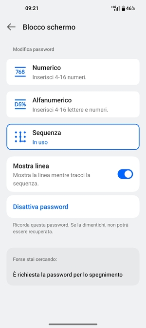 Il tuo telefono è ora protetto dal blocco schermo