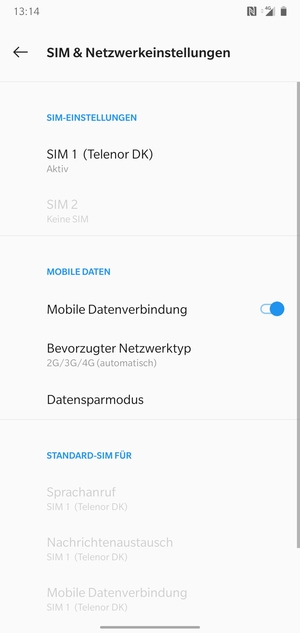Wählen Sie Bevorzugter Netzwerktyp