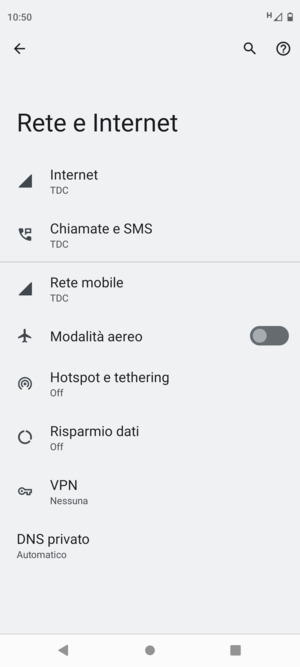 Seleziona Rete mobile