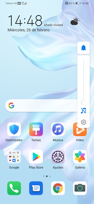Seleccione Sonido para cambiar el modo de vibración
