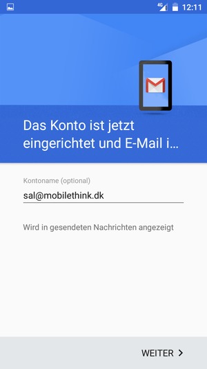Geben Sie Ihrem Konto einen Namen und wählen Sie WEITER