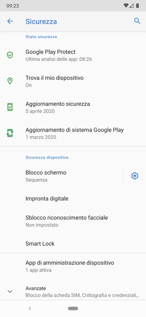 Per cambiare il PIN della scheda SIM, scorri e seleziona Avanzate