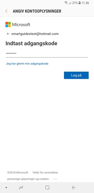 Indtast din adgangskode og vælg Log på