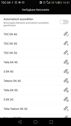 Wählen Sie einen Netzbetreiber von der Liste