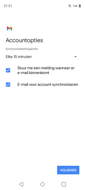 Selecteer VOLGENDE